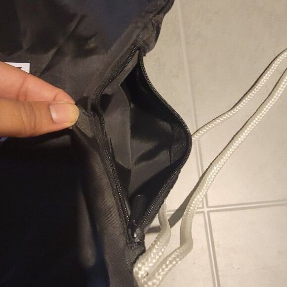 Adidas Black White School College Drawstring Sackpack Sling Backpack 14" X 18" - Picture 4 of 7